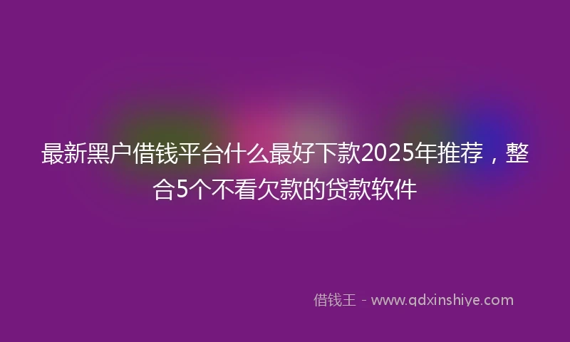 最新黑户借钱平台什么最好下款2025年推荐，整合5个不看欠款的贷款软件