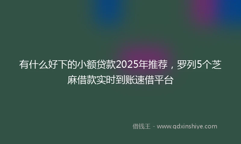 有什么好下的小额贷款2025年推荐，罗列5个芝麻借款实时到账速借平台