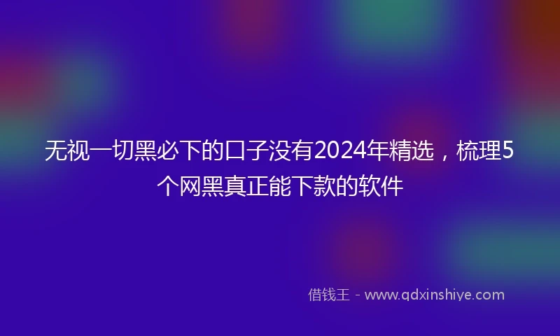 无视一切黑必下的口子没有2024年精选，梳理5个网黑真正能下款的软件