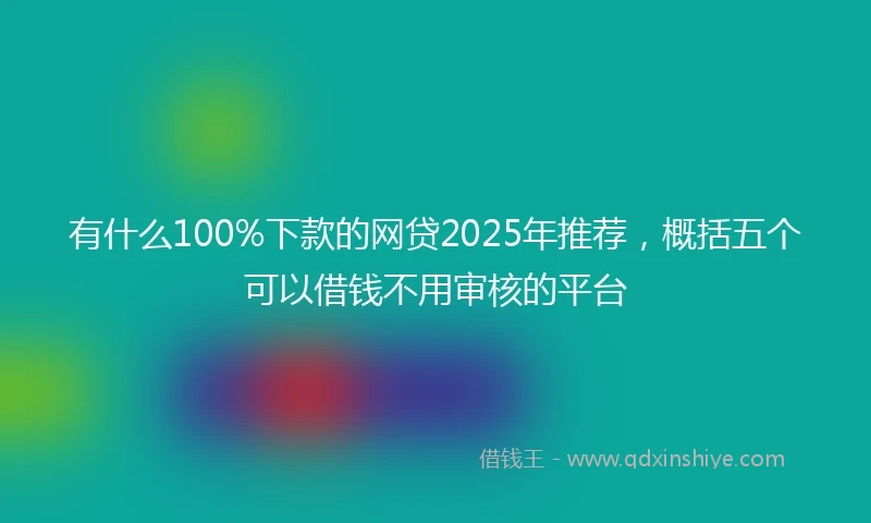 有什么100%下款的网贷2025年推荐，概括五个可以借钱不用审核的平台