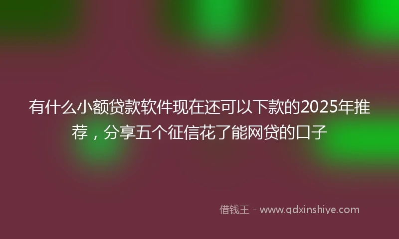 有什么小额贷款软件现在还可以下款的2025年推荐，分享五个征信花了能网贷的口子