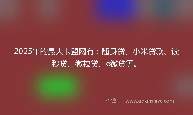 2025年的最大卡盟网有：随身贷、小米贷款、读秒贷、微粒贷、e微贷等。