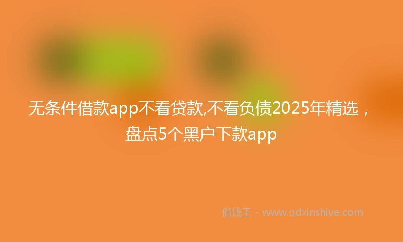 无条件借款app不看贷款,不看负债2025年精选，盘点5个黑户下款app