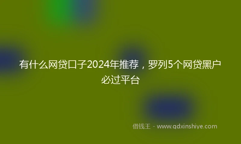 有什么网贷口子2024年推荐，罗列5个网贷黑户必过平台