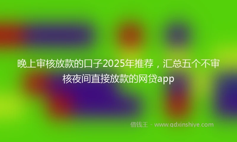 晚上审核放款的口子2025年推荐，汇总五个不审核夜间直接放款的网贷app
