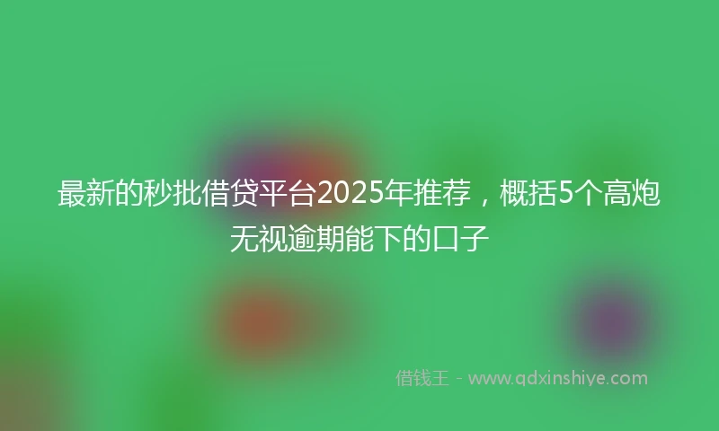 最新的秒批借贷平台2025年推荐，概括5个高炮无视逾期能下的口子