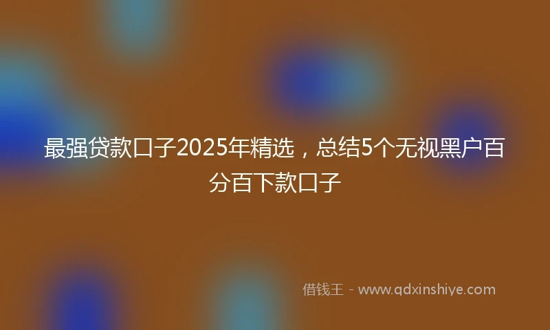 最强贷款口子2025年精选，总结5个无视黑户百分百下款口子