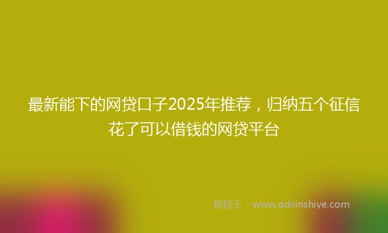 最新能下的网贷口子2025年推荐，归纳五个征信花了可以借钱的网贷平台