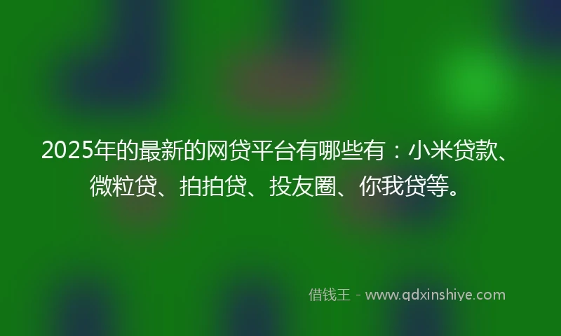 2025年的最新的网贷平台有哪些有：小米贷款、微粒贷、拍拍贷、投友圈、你我贷等。