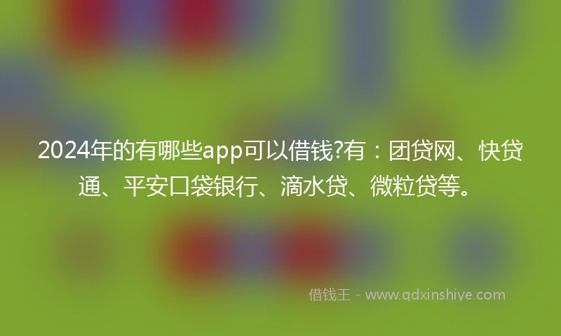 2024年的有哪些app可以借钱?有：团贷网、快贷通、平安口袋银行、滴水贷、微粒贷等。
