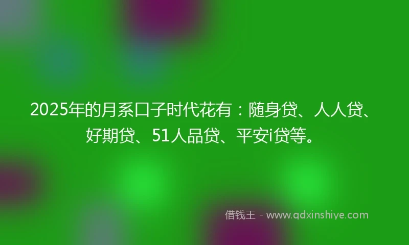 2025年的月系口子时代花有：随身贷、人人贷、好期贷、51人品贷、平安i贷等。