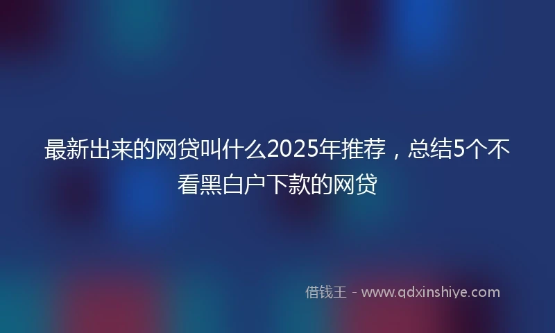 最新出来的网贷叫什么2025年推荐，总结5个不看黑白户下款的网贷
