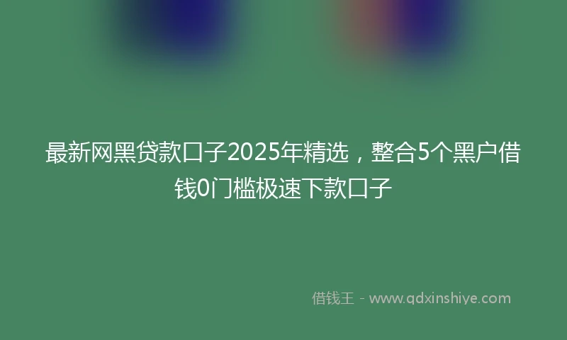 最新网黑贷款口子2025年精选，整合5个黑户借钱0门槛极速下款口子