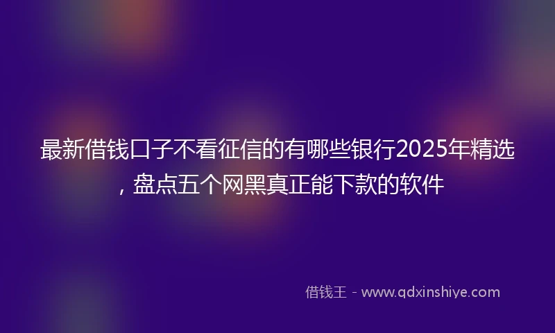 最新借钱口子不看征信的有哪些银行2025年精选，盘点五个网黑真正能下款的软件