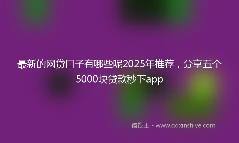 最新的网贷口子有哪些呢2025年推荐，分享五个5000块贷款秒下app
