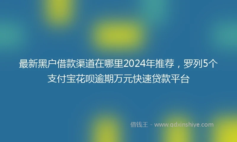 最新黑户借款渠道在哪里2024年推荐，罗列5个支付宝花呗逾期万元快速贷款平台