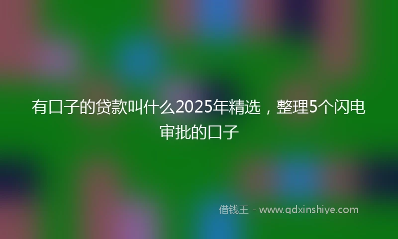 有口子的贷款叫什么2025年精选，整理5个闪电审批的口子