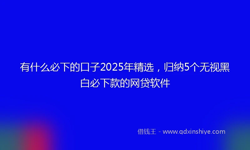 有什么必下的口子2025年精选，归纳5个无视黑白必下款的网贷软件