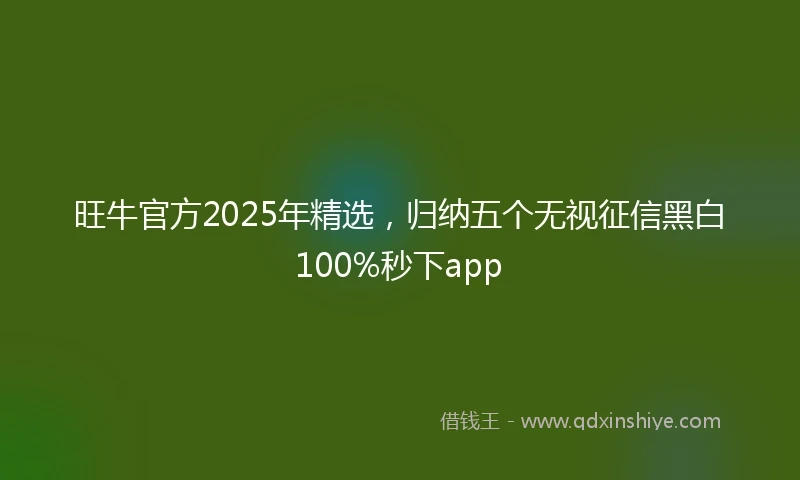 旺牛官方2025年精选，归纳五个无视征信黑白100%秒下app