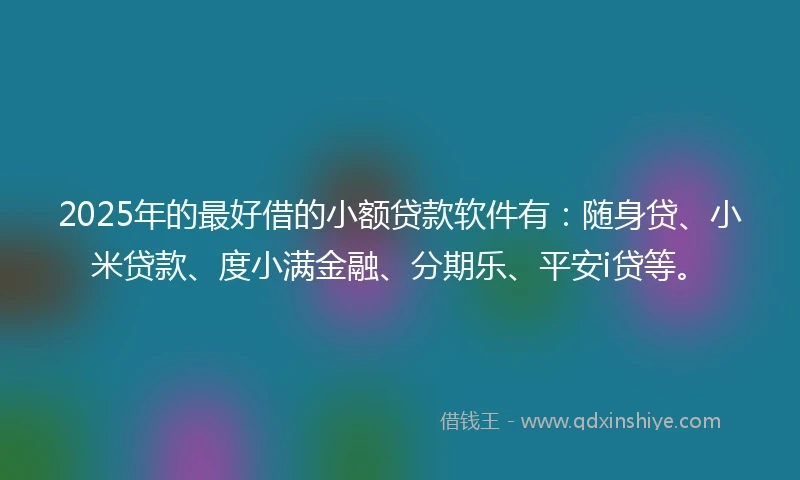 2025年的最好借的小额贷款软件有：随身贷、小米贷款、度小满金融、分期乐、平安i贷等。