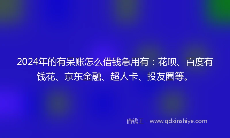 2024年的有呆账怎么借钱急用有：花呗、百度有钱花、京东金融、超人卡、投友圈等。