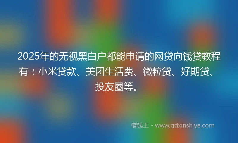2025年的无视黑白户都能申请的网贷向钱贷教程有：小米贷款、美团生活费、微粒贷、好期贷、投友圈等。