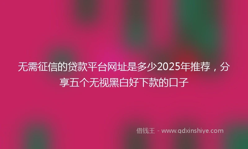 无需征信的贷款平台网址是多少2025年推荐，分享五个无视黑白好下款的口子