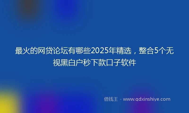 最火的网贷论坛有哪些2025年精选，整合5个无视黑白户秒下款口子软件