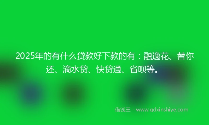 2025年的有什么贷款好下款的有:融逸花、替你还、滴水贷、快贷通、省呗等。