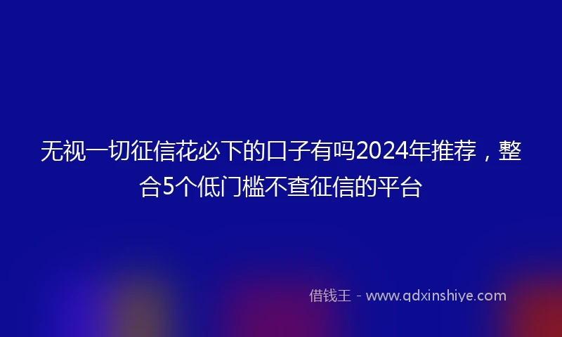 无视一切征信花必下的口子有吗2024年推荐，整合5个低门槛不查征信的平台