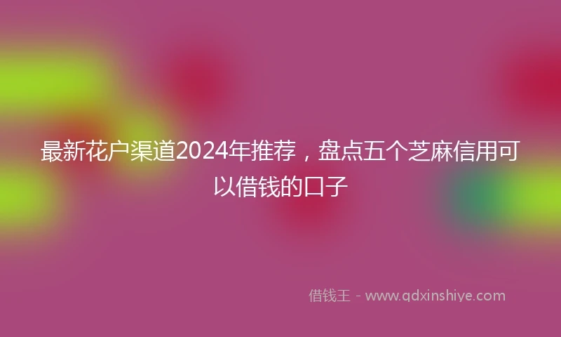 最新花户渠道2024年推荐，盘点五个芝麻信用可以借钱的口子