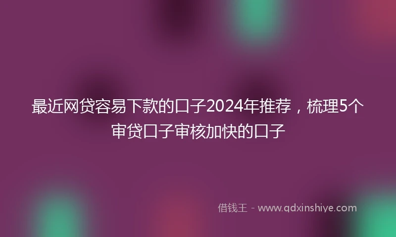 最近网贷容易下款的口子2024年推荐，梳理5个审贷口子审核加快的口子