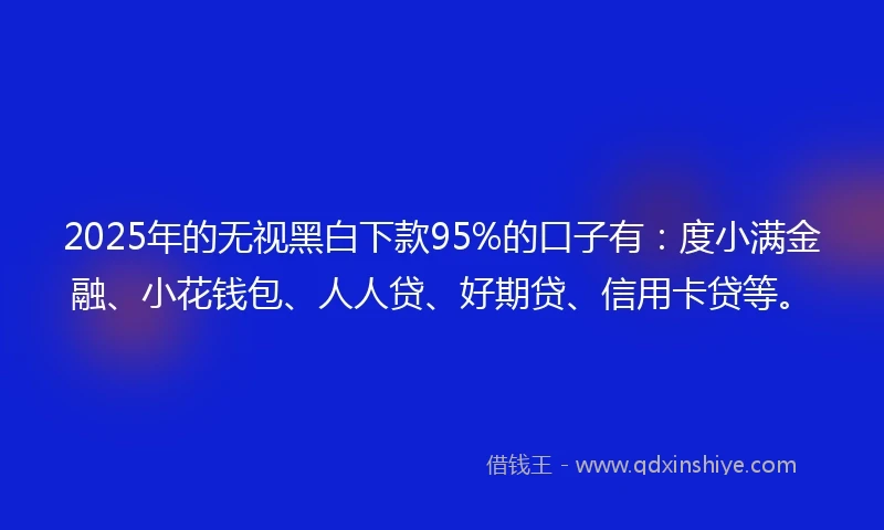 2025年的无视黑白下款95%的口子有：度小满金融、小花钱包、人人贷、好期贷、信用卡贷等。