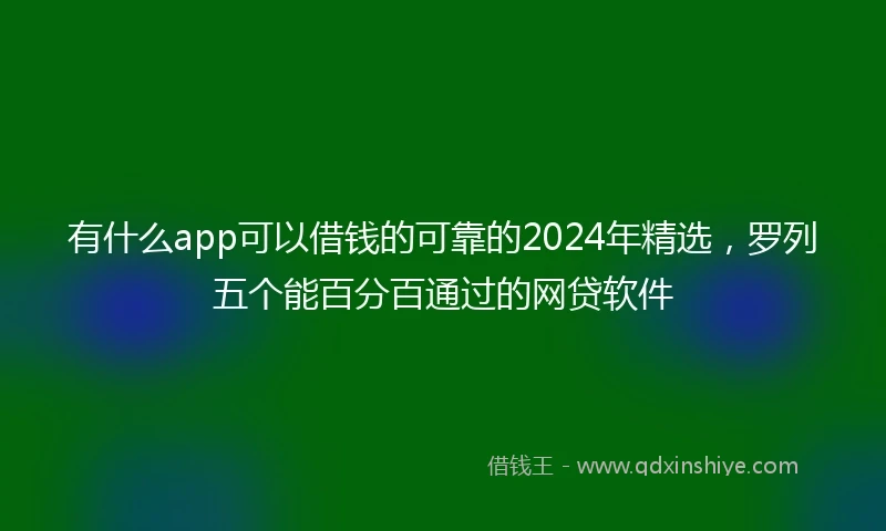 有什么app可以借钱的可靠的2024年精选，罗列五个能百分百通过的网贷软件