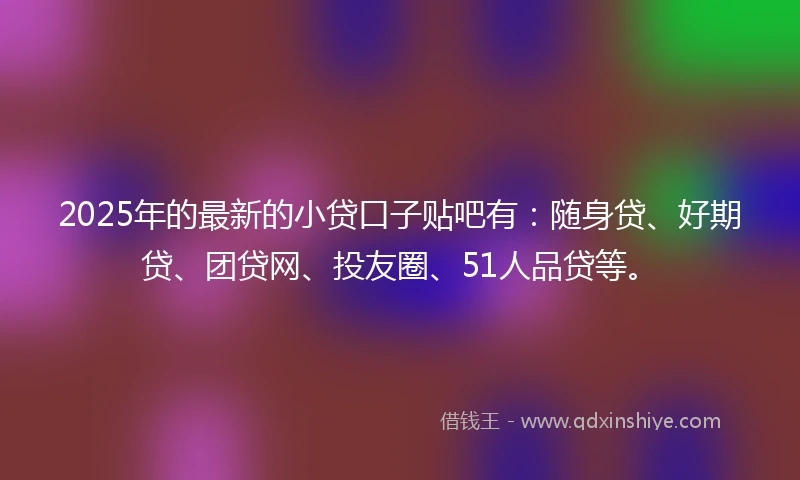 2025年的最新的小贷口子贴吧有：随身贷、好期贷、团贷网、投友圈、51人品贷等。