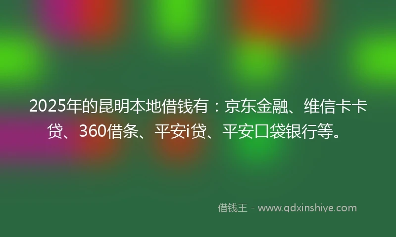 2025年的昆明本地借钱有：京东金融、维信卡卡贷、360借条、平安i贷、平安口袋银行等。