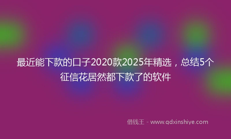最近能下款的口子2020款2025年精选，总结5个征信花居然都下款了的软件