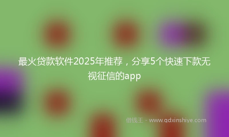 最火贷款软件2025年推荐，分享5个快速下款无视征信的app