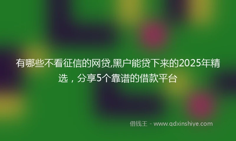 有哪些不看征信的网贷,黑户能贷下来的2025年精选，分享5个靠谱的借款平台