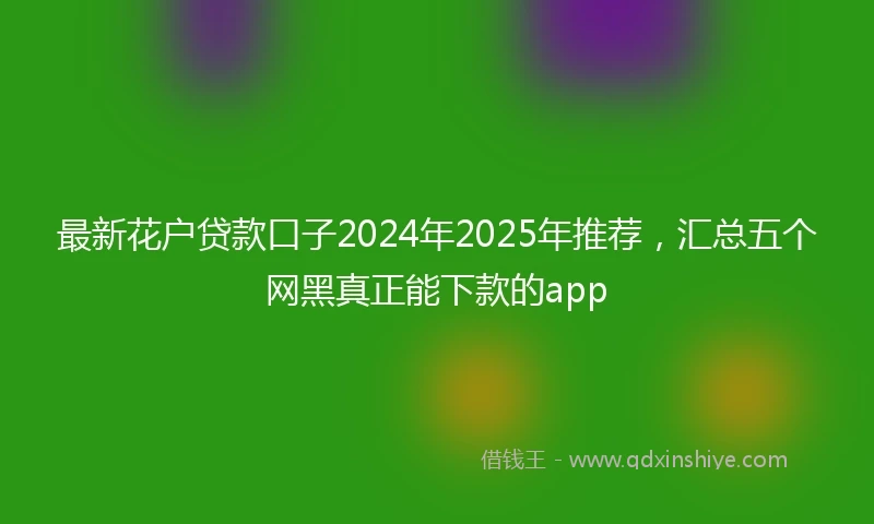 最新花户贷款口子2024年2025年推荐，汇总五个网黑真正能下款的app