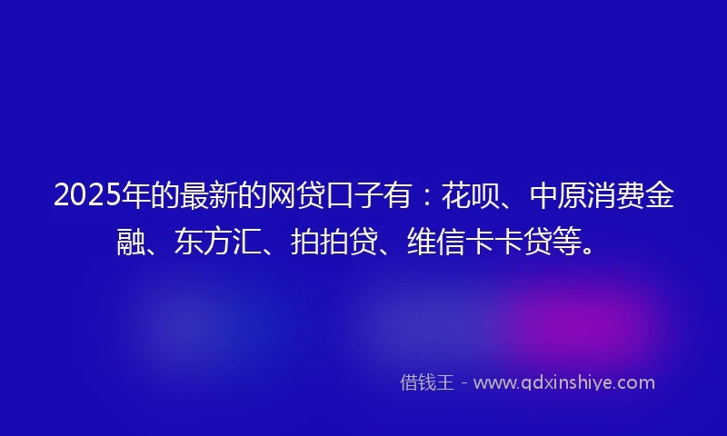 2025年的最新的网贷口子有：花呗、中原消费金融、东方汇、拍拍贷、维信卡卡贷等。