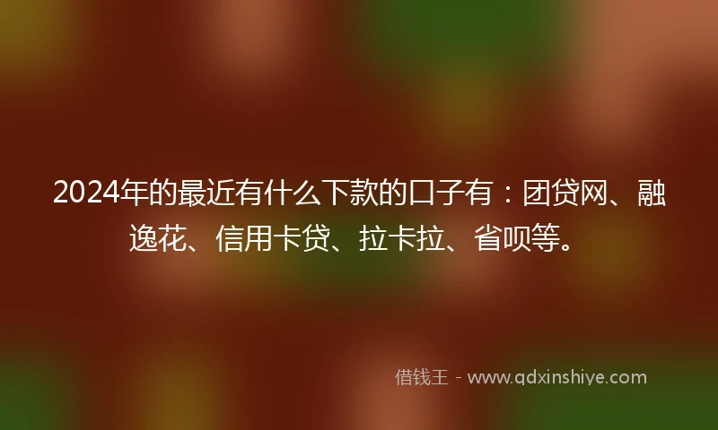 2024年的最近有什么下款的口子有：团贷网、融逸花、信用卡贷、拉卡拉、省呗等。