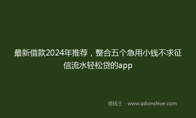 最新借款2024年推荐，整合五个急用小钱不求征信流水轻松贷的app