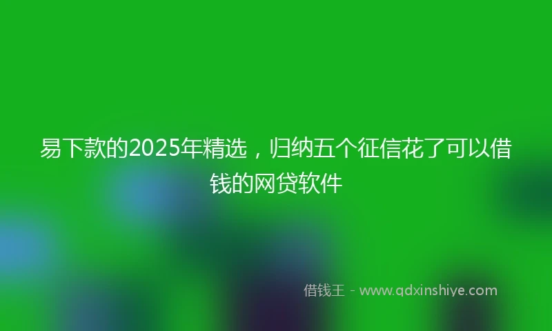 易下款的2025年精选，归纳五个征信花了可以借钱的网贷软件