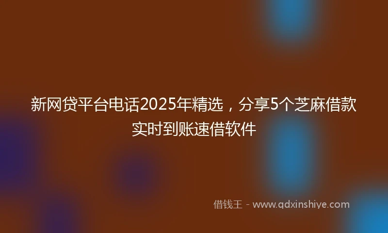 新网贷平台电话2025年精选，分享5个芝麻借款实时到账速借软件