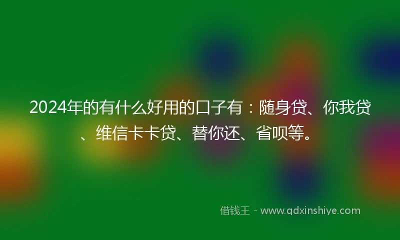 2024年的有什么好用的口子有：随身贷、你我贷、维信卡卡贷、替你还、省呗等。