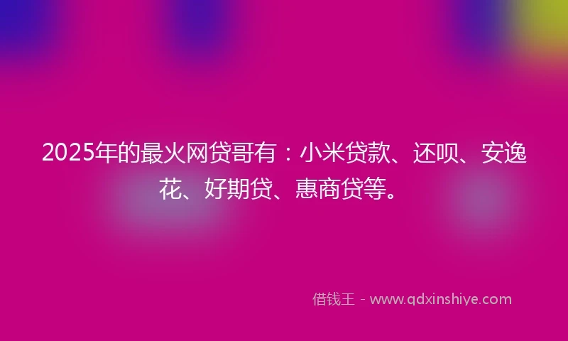 2025年的最火网贷哥有：小米贷款、还呗、安逸花、好期贷、惠商贷等。