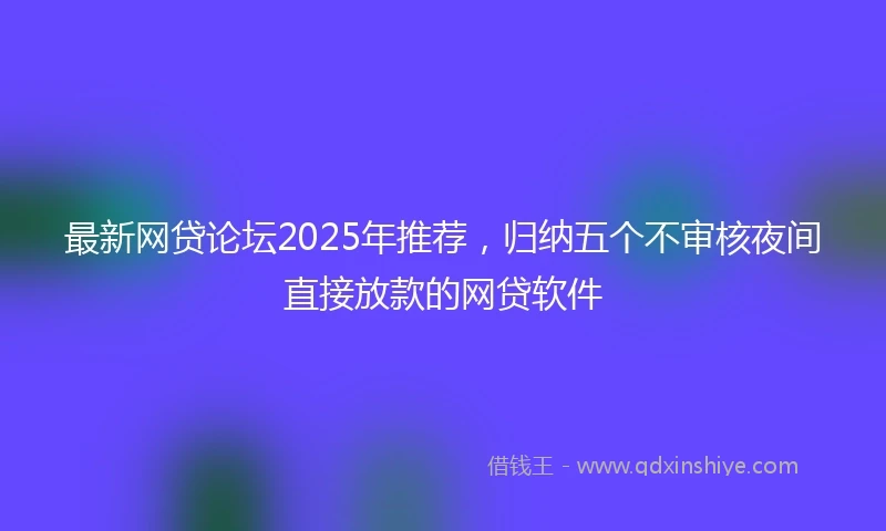 最新网贷论坛2025年推荐，归纳五个不审核夜间直接放款的网贷软件