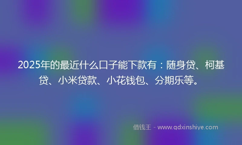 2025年的最近什么口子能下款有：随身贷、柯基贷、小米贷款、小花钱包、分期乐等。