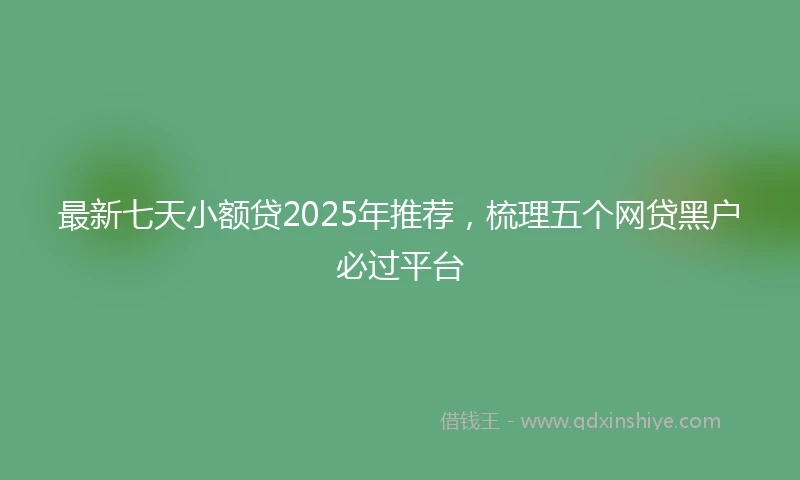 最新七天小额贷2025年推荐，梳理五个网贷黑户必过平台